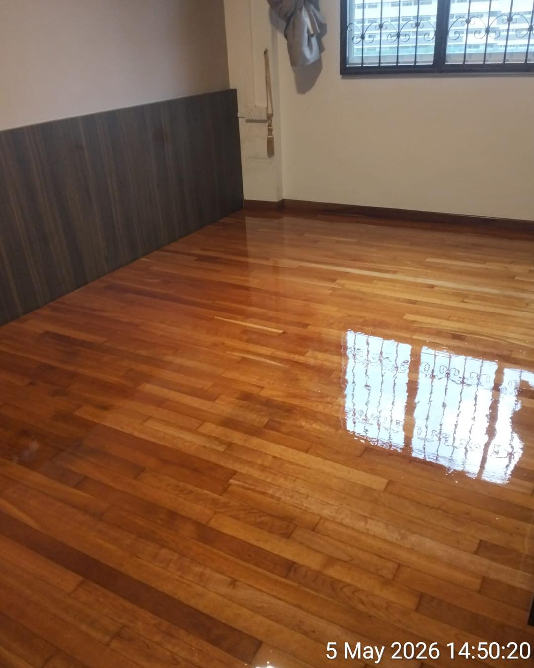 Parquet flooring sanding in progress